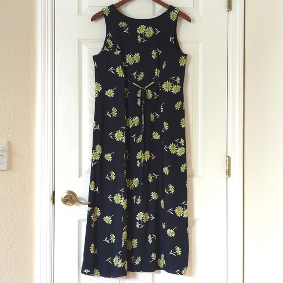 Robbie Bee 90's Vintage Classic Floral Sleeveless Scoop Neck Midi Dress Navy 10 - Picture 10 of 12
